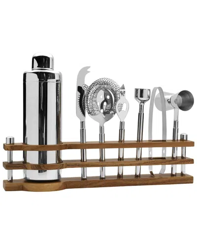 Mikasa Bliss 8pc Bar Tool Set With Wood Stand In Silver