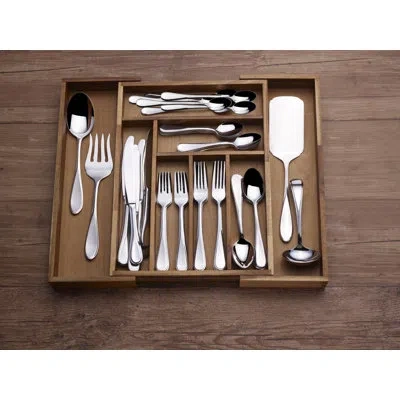 Mikasa Bravo 52-pc Flatware Set W/expanding Caddy, Stainless Steel, Service For 8