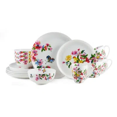 Mikasa Butterfly Garden 16-piece Chip-resistant Bone China Dinnerware Set, Service For 4 In White