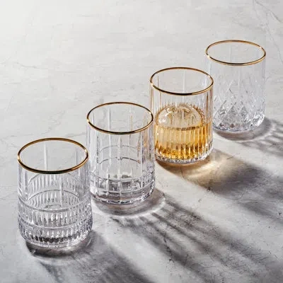 Mikasa Carrick Gold 10 Oz. Double Old Fashion Glasses In Gold;clear