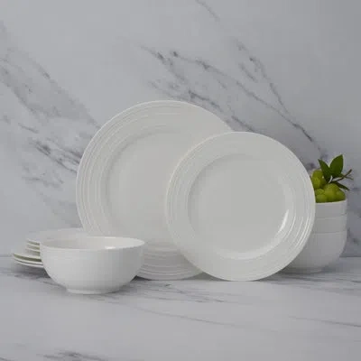 Mikasa Ciara 12-piece Lightweight Chip-resistant Bone China Dinnerware Set, Service For 4 In White