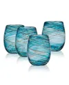 Mikasa Color Swirl 16 Ounce Stemless Glass 4-piece Set In Blue