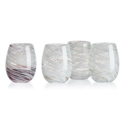 Mikasa Color Swirl 16 Oz. Stemless Wine Glasses In Clear,white