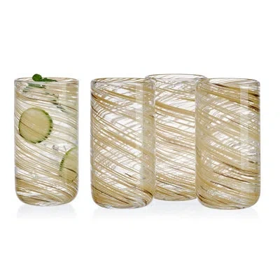 Mikasa Color Swirl 18 Oz. Highball Glasses In Clear,yellow