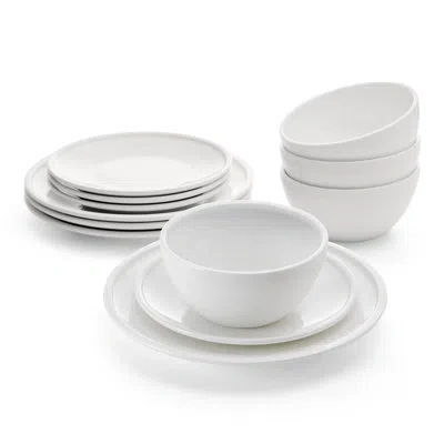 Mikasa Colter 12-piece Lightweight Chip-resistant Bone China Dinnerware Set, Service For 4 In White