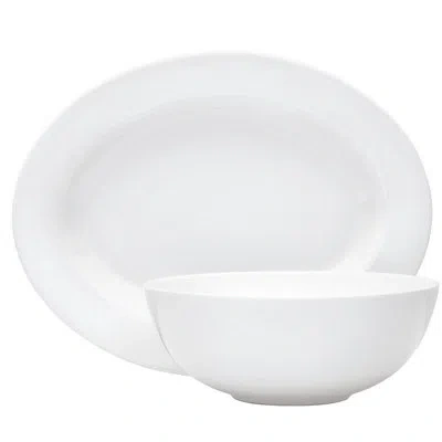 Mikasa Delray 14-inch Oval Platter And 9-inch Vegetable Bowl Set In White
