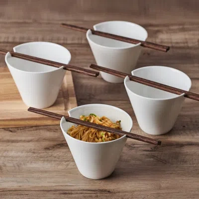 Mikasa Delray Bone China Noodle Bowl With Chopsticks In White