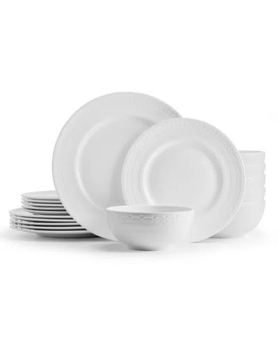 MIKASA EMBOSSED CROWN BONE CHINA 18 PIECE DINNERWARE SET, SERVICE FOR 6