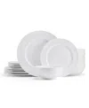 Mikasa Embossed Love Story Bone China 18 Piece Dinnerware Set, Service For 6 In White