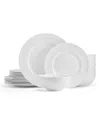 Mikasa Embossed Parchment Bone China 18 Piece Dinnerware Set, Service For 6 In White