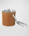 MIKASA FAUX LEATHER STITCHED ICE BUCKET WITH TONGS