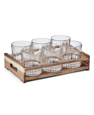 Mikasa Glenwood Drinks Caddy Glass 7-piece Set In Transparent