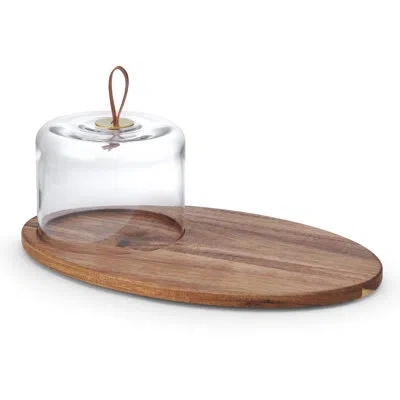 Mikasa Glenwood Oval Serve Board With Cloche In Brown;clear