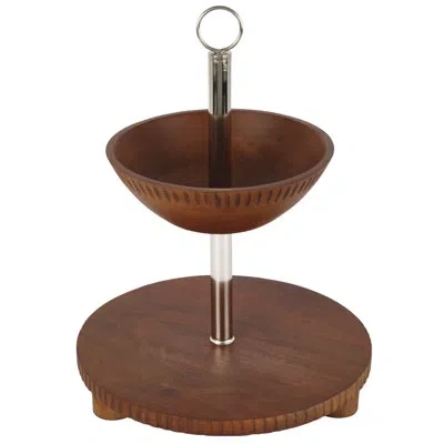 Mikasa Gourmet Basics Hamden 2 Tier Server, Wood Bowl Top And Wood Tray Bottom In Brown
