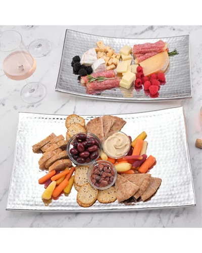 Mikasa Hammered 2pc Curved Tray Set In White