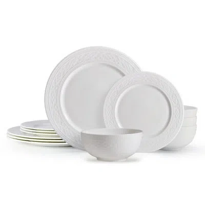 Mikasa Haven 12-piece Lightweight Chip-resistant Bone China Dinnerware Set, Service For 4 In White