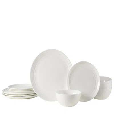 Mikasa Kamryn Vegan Bone Chip Resistant 12 Piece Dinnerware Set, Service For 4 In White