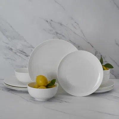 Mikasa Kyler 12-piece Lightweight Chip-resistant Bone China Dinnerware Set, Service For 4 In White