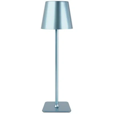 Mikasa Led Rechargeable Lamp With A-line Shade, 15 Inch In Blue