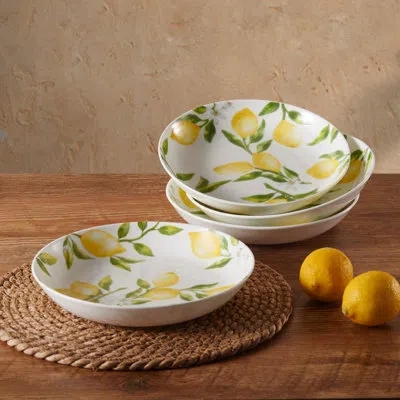 Mikasa Lemons 8.5 In Bone Chine Pasta Bowls In Yellow;assorted