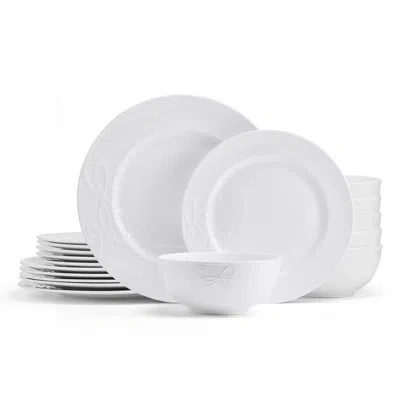 Mikasa Love Story 18-piece Lightweight Chip-resistant Bone China Dinnerware Set, Service For 6 In White