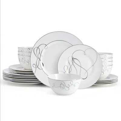 Mikasa Love Story 24-piece Porcelain Dinnerware Set, Service For 8 In Black;white