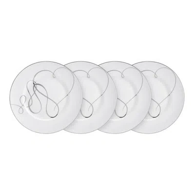 Mikasa Love Story 8.5 In. Salad Plate Sets In White;silver