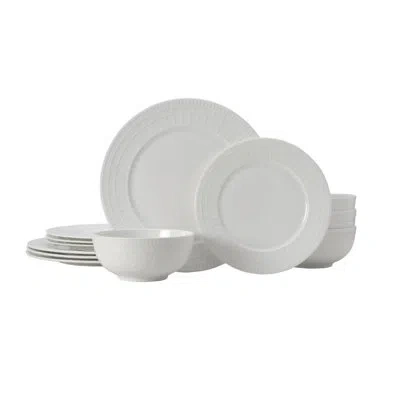 Mikasa Lux 12-piece Bone China Dinnerware Set, Service For 4 In White