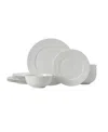 Mikasa Lux Bone China 12 Piece Dinnerware Set, Service For 4 In White