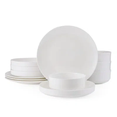 Mikasa Macie 12-piece Lightweight Chip-resistant Bone China Dinnerware Set, Service For 4 In White