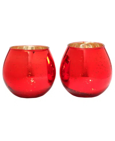 Mikasa Mercury Votive Holders In Acetate Box, 4 Inches In Red