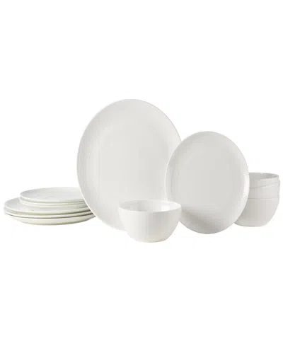 Mikasa Mirabel Vegan Bone Chip Resistant 12 Piece Dinnerware Set, Service For 4 In White