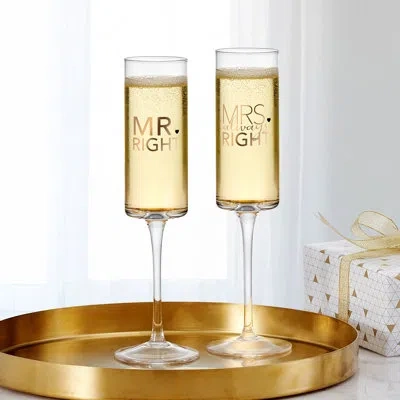 Mikasa "mr. And Mrs. Always Right" Champagne Flutes, Set Of 2 In Transparent