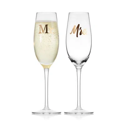 Mikasa Novelty 8 Oz. Champagne Flutes In Gold;clear