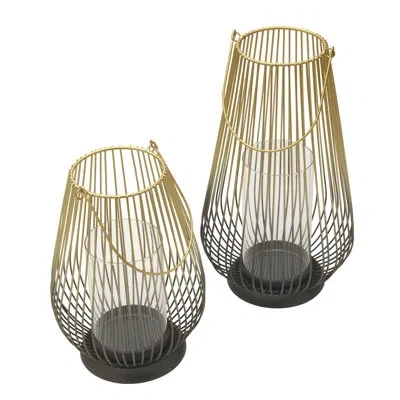 Mikasa Ombre Wire Hurricanes With Glass Inserts In Brown,black