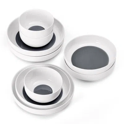 Mikasa Osborne 9-piece Bone China Dinnerware Bowl Set, Service For 3 In Gray