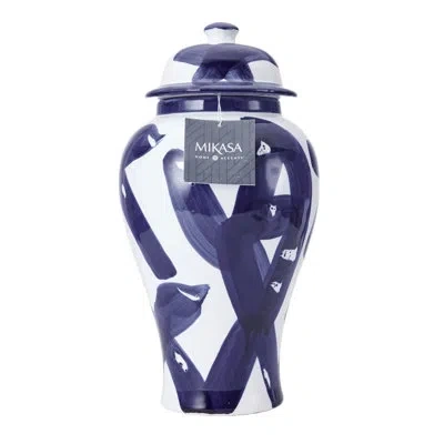Mikasa Paint Stroke Ceramic Canister In Blue;white