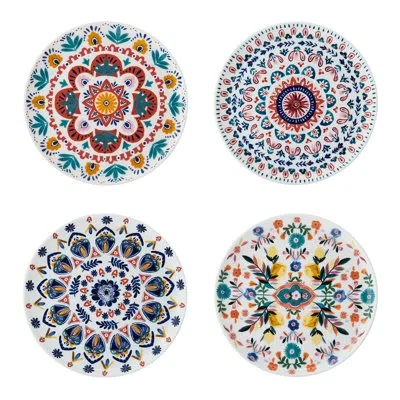 Mikasa Painted Medallion 9 In. Salad Plates In Blue;white;red;yellow