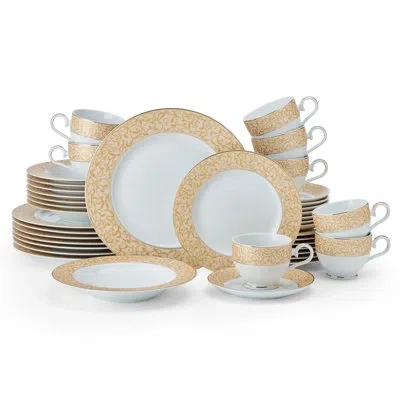 Mikasa Parchment Gold 40-piece Porcelain Dinnerware Set, Service For 8 In White