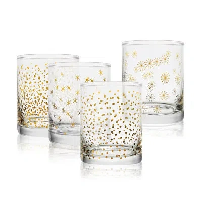 Mikasa Party 13 Oz. Double Old Fashion Glasses In Clear,gold