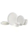 Mikasa Patterson Vegan Bone Chip Resistant 12 Piece Dinnerware Set, Service For 4 In White