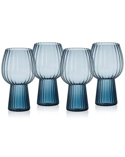 Mikasa Phoebe Optic Goblet Beer Glasses In Blue