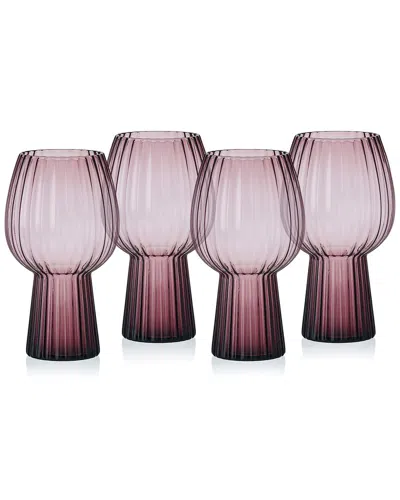 Mikasa Phoebe Optic Goblet Beer Glasses In Pink
