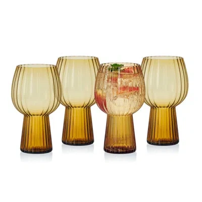 Mikasa Phoebe Optic Goblet Beer Glasses, Set Of 4, 19 Ounce In Orange
