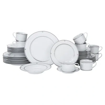 Mikasa Regent Bead 40-piece Porcelain Dinnerware Set, Service For 8 In White;gray;silver