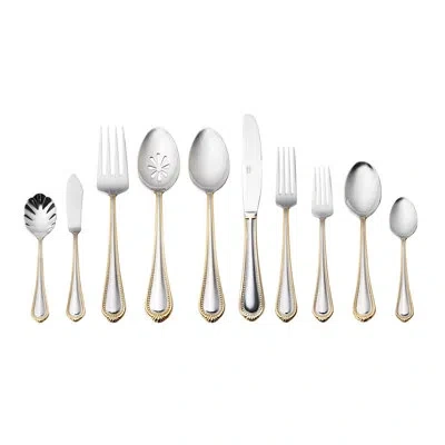 Mikasa Regent Bead Gold 65-piece 18/10 Stainless Steel Flatware Set, Service For 12