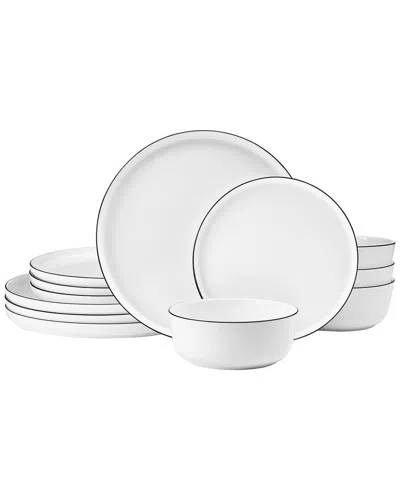 Mikasa Samantha Banded 12pc Dinnerware Set In White