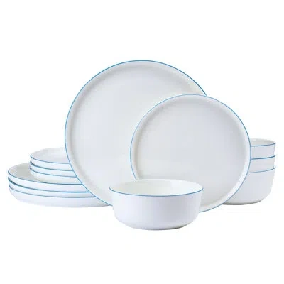 Mikasa Samantha Banded 12-piece Dinnerware Set, Service For 4 In White,blue