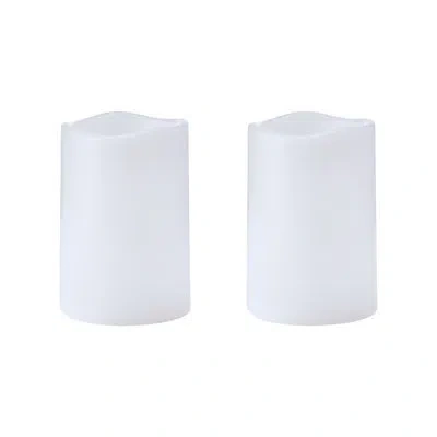 Mikasa Set Of 2 4x6 Led Waterproof Indoor Outdoor Pillars Candles In White