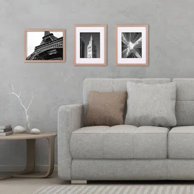 Mikasa Set Of 3, 11x14 Picture Frame With 8x10 With Mat In Brown